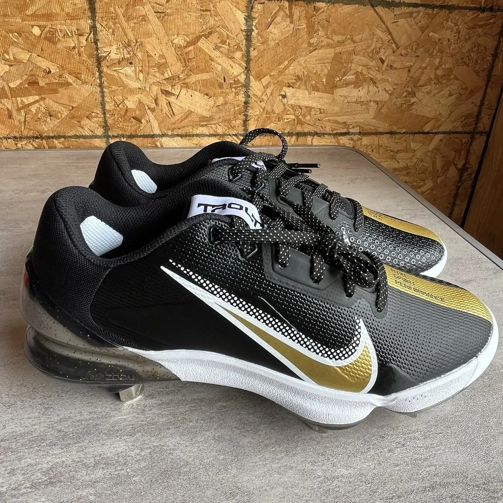 Nike Force Zoom Trout 7 Pro Black Gold White Baseball Cleats CQ7224-012 Men's 8‎